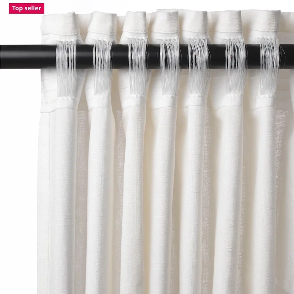 IKEA Ritva light-filtering curtains-white cotton-1 pair 57“x118“-NWT-tiny stain